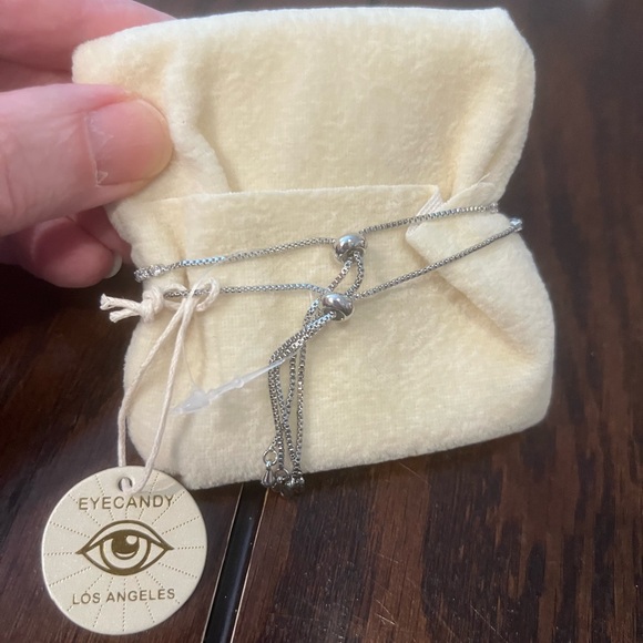 Eye Candy Women’s Set of 2 Separate Silver Tone Brass Cubic Zirconia Bracelets - Picture 4 of 5